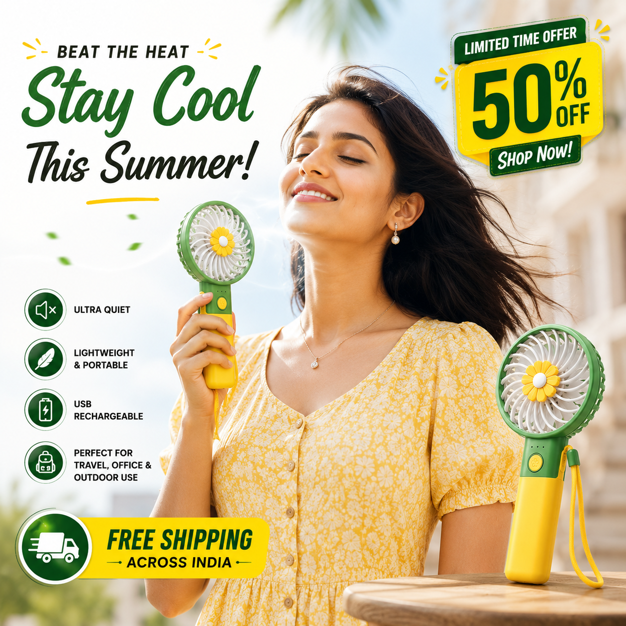 CoolBloom™ Portable Fan – Stay Cool Anywhere This Summer At 50% OFF