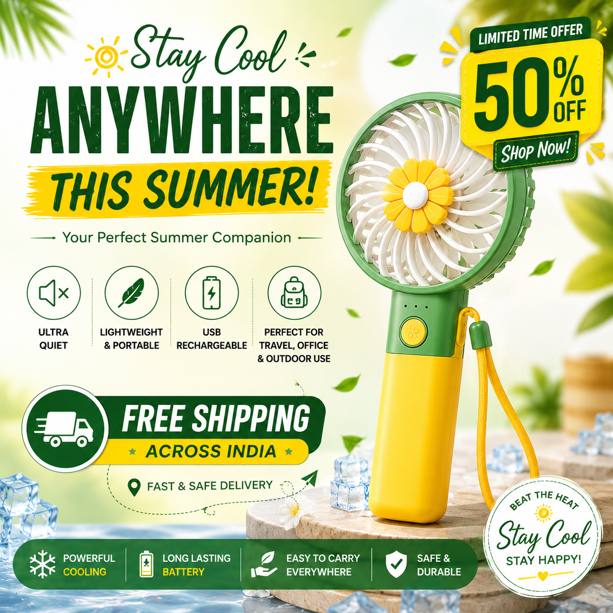 CoolBloom™ Portable Fan – Stay Cool Anywhere This Summer At 50% OFF